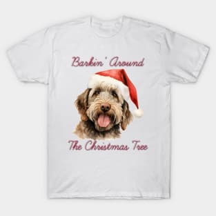 Christmas Labradoodle Dog in Santa Hat T-Shirt